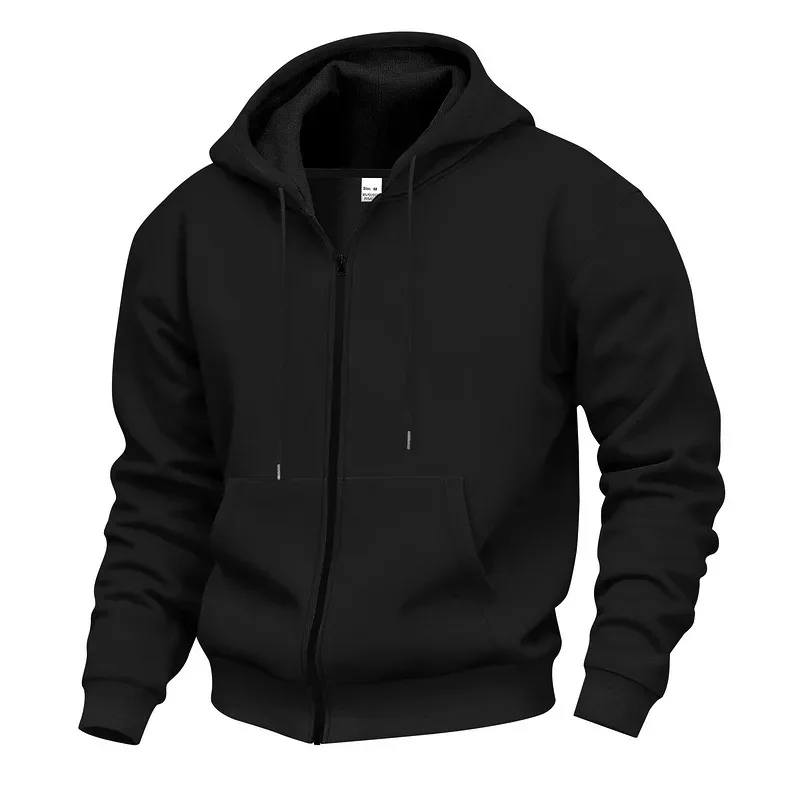 New 2026 Men's Autumn Casual Solid Long Sleeve Zipper Hooded Sweatshirt Coat Male Fashion Outdoors Sportswear Hoodies Jackets — image 1