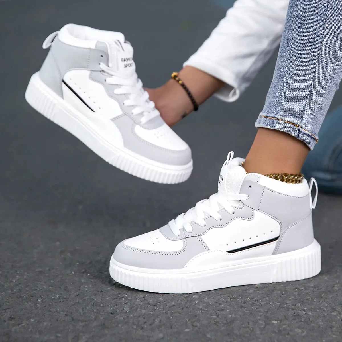 Four Seasons Men's Casual Work Shoes Leather Waterproof White Sports Sneakers Men's Trendy Style — image 1
