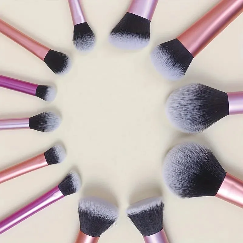 12pcs Multi-Functional Complete Makeup Brush Set: Loose Powder Brush Blush Brush Foundation Brush Eyeshadow Brush Blending B