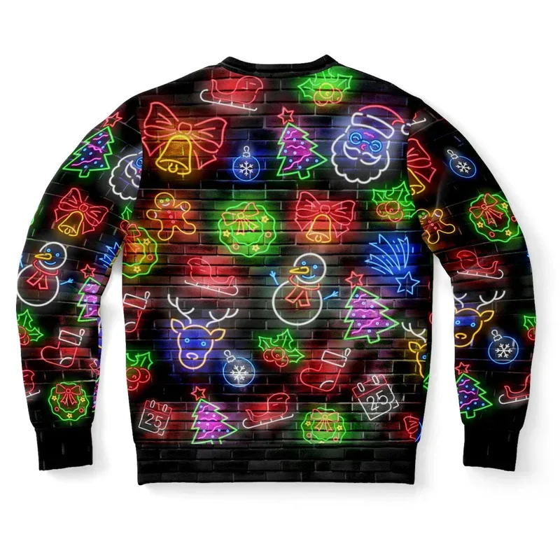 2025 Hot Christmas Ugly Sweater Men Women 3D Print Neon Pattern Santa Pullover Sweatshirt Unique Xmas Clothes Party Sweatshirt — image 3