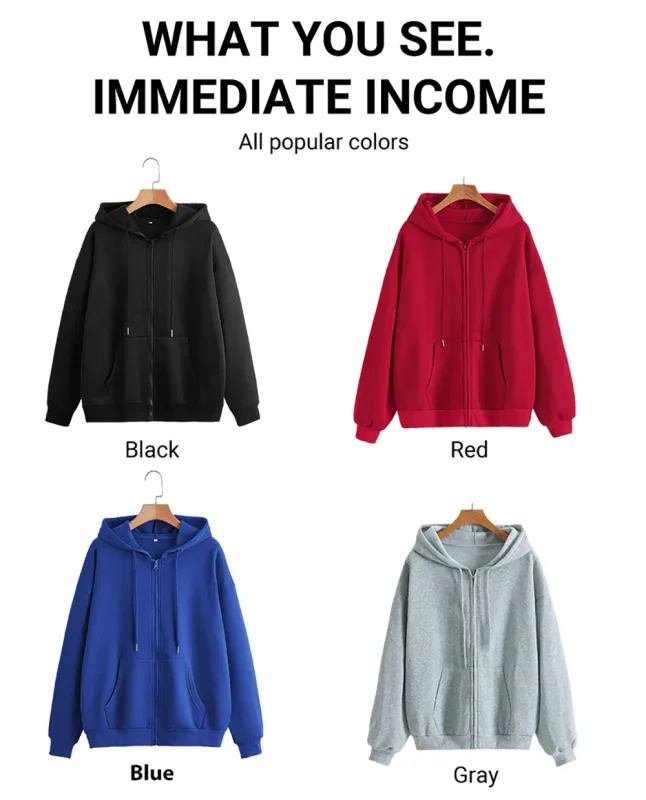 M-3XL 남성 맞춤형 맞춤형 DIY 인쇄 캐주얼 패션 지퍼 업 후드 루즈 청소년 코트 기본 캠퍼스 스포츠웨어 스트리트 포켓 탑 — image 12