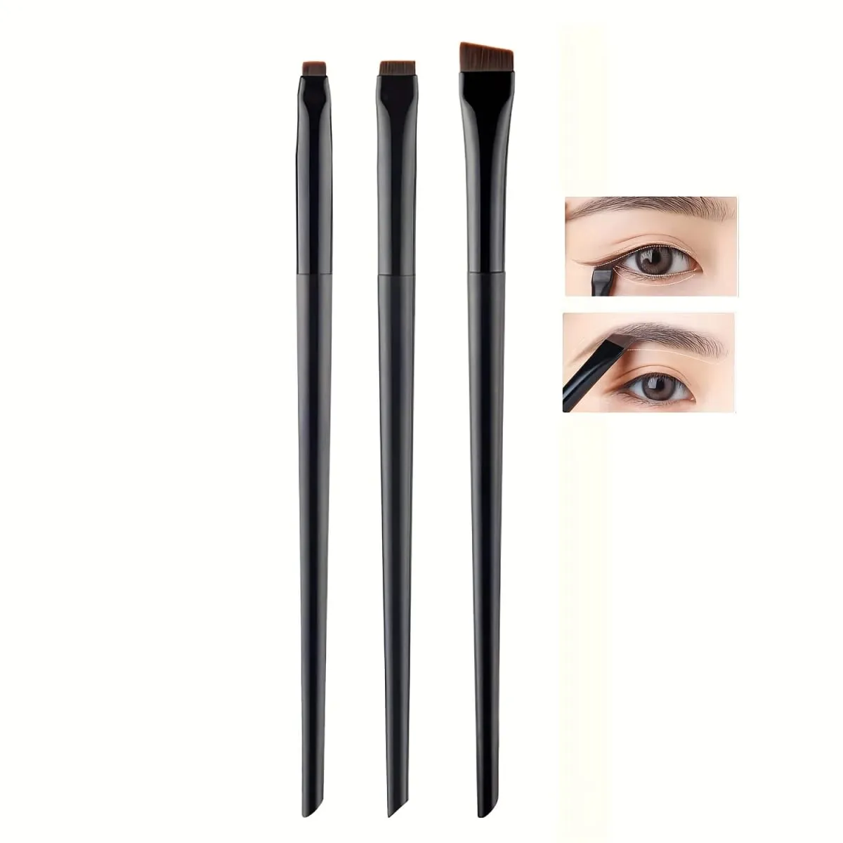 3pcs Makeup Brush Set Blade eyeliner brush fine oblique head eyebrow brush outline eyeliner ultra-thin eye shadow brush makeup b — image 5