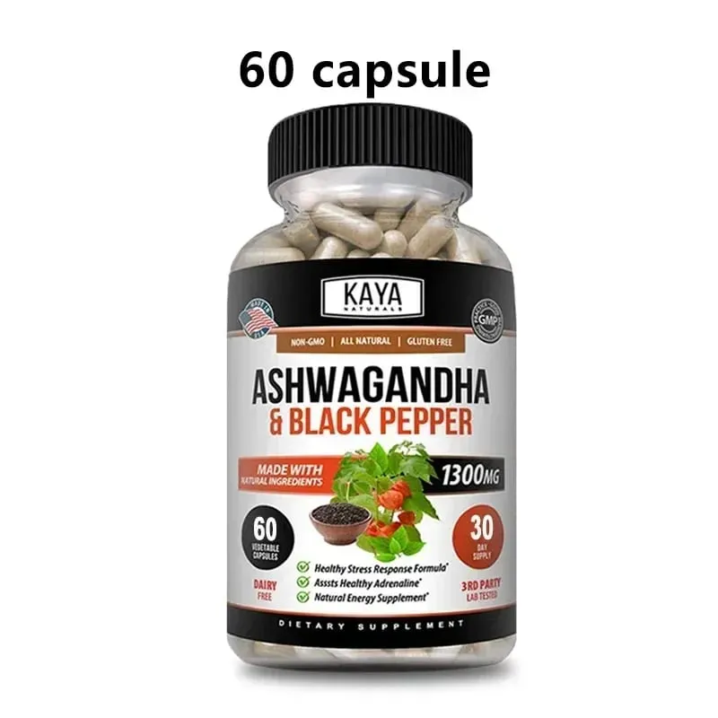 Organic Ashwagandha 1300mg 120 Count Capsules for Stress Relief Anti-Anxiety Mood Support Brain Health — image 8