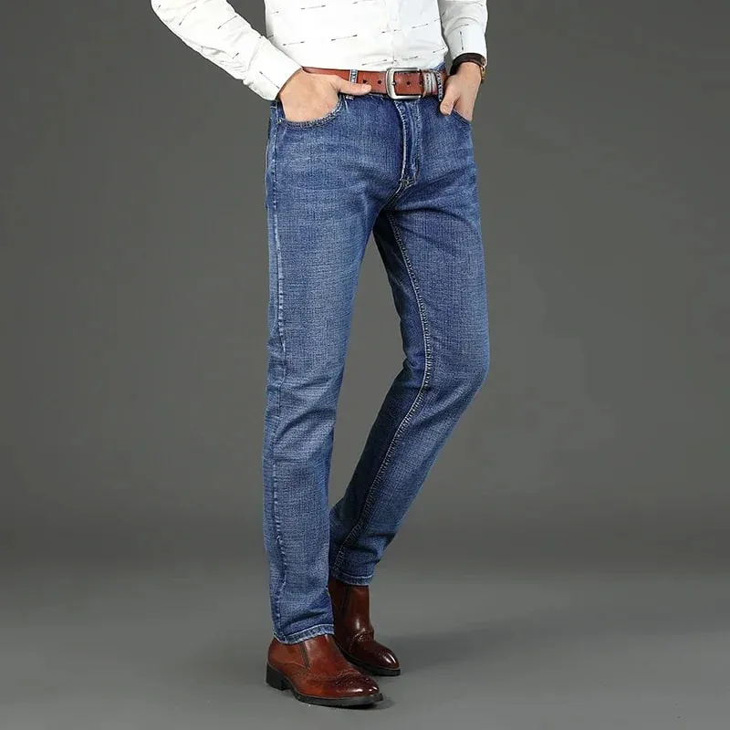 2-piece Set 2025 New WhinLEE Black and Blue Business Elite Jeans Micro Elastic Straightleg Multicraft High-quality Denim Pants — image 6