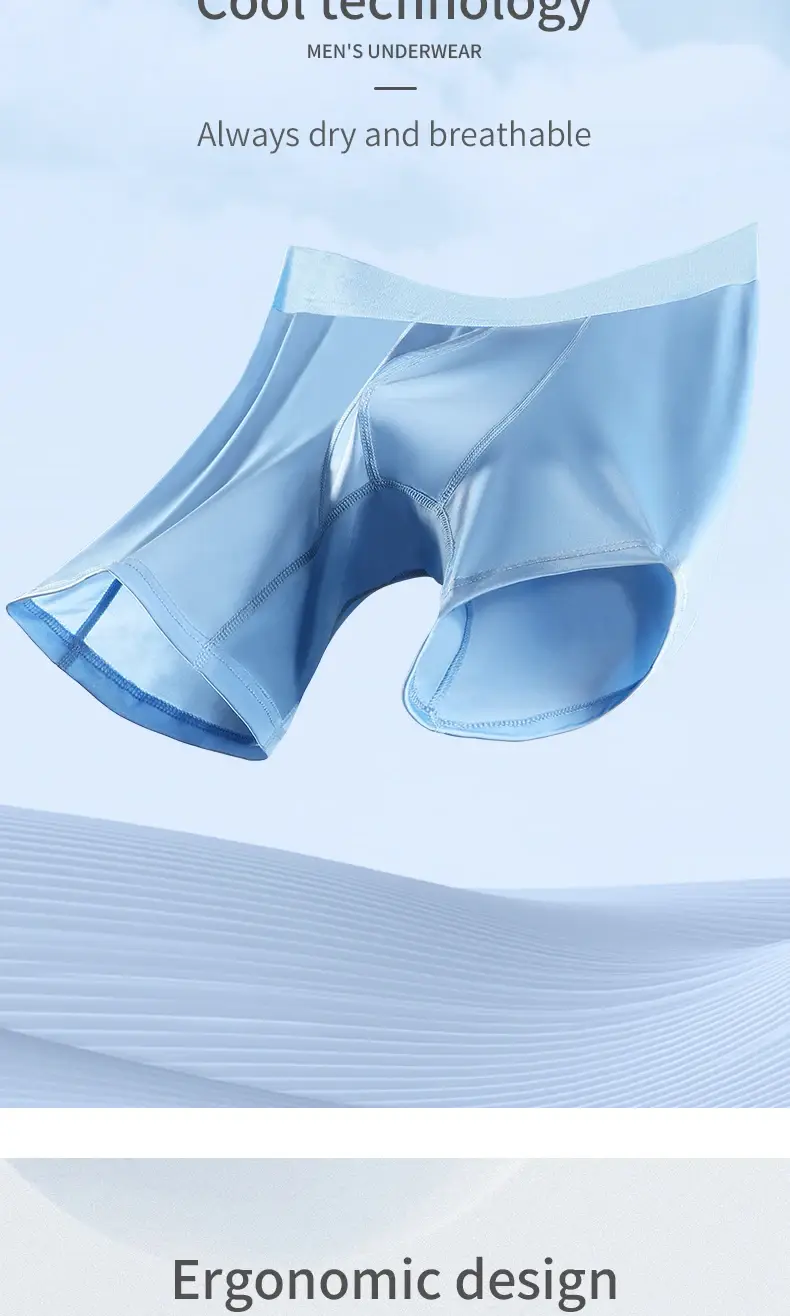 Sous-vêtements de sport en soie glacée pour hommes, boxer d'été fin, respirant, grande taille, à l'entrejambe, à porter longtemps