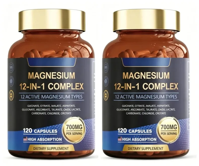 Magnesium 12-in-1 Complex Capsules 700mg Vegan Non-GMO Gluten-Free Supports Daily Nutrition & Relaxation 120 Count — image 8