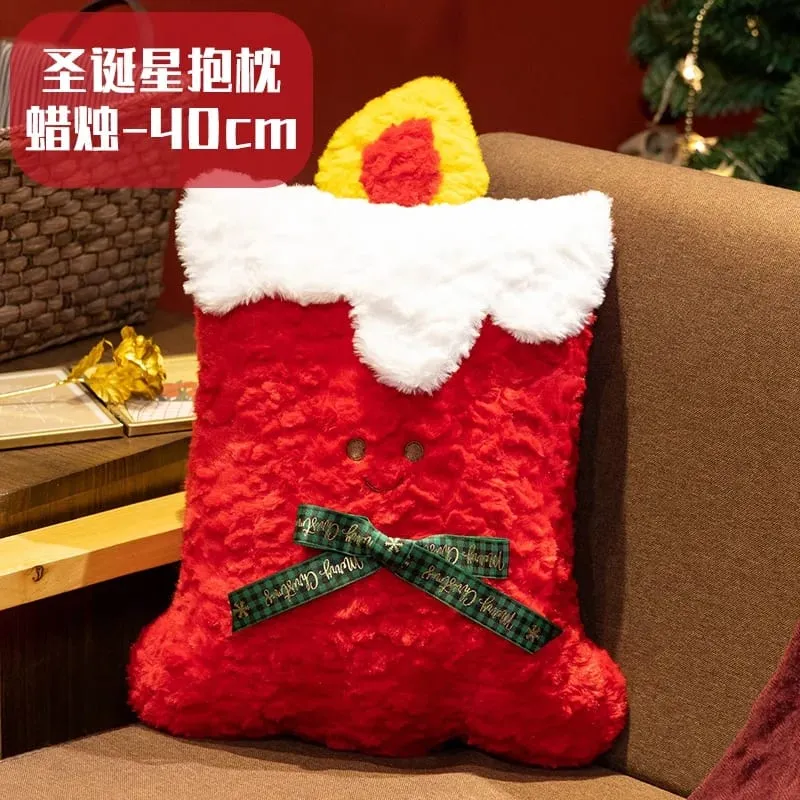 Christmas Plush Pillow Cute Santa Snowflake Gingerbread House Wreath Stuffed Cushion Soft Fluffy Home Decor Xmas Gift — image 12