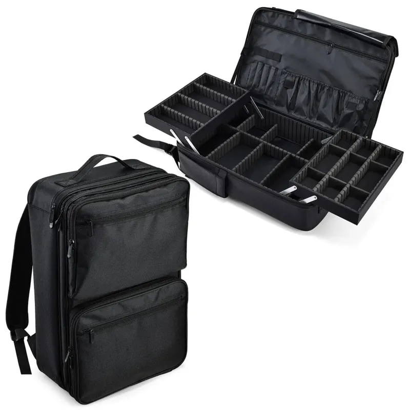 Makeup Artist Bag Portable Travel Organizer Box Professional Case with Adjustable Dividers Extra Large Makeup Case