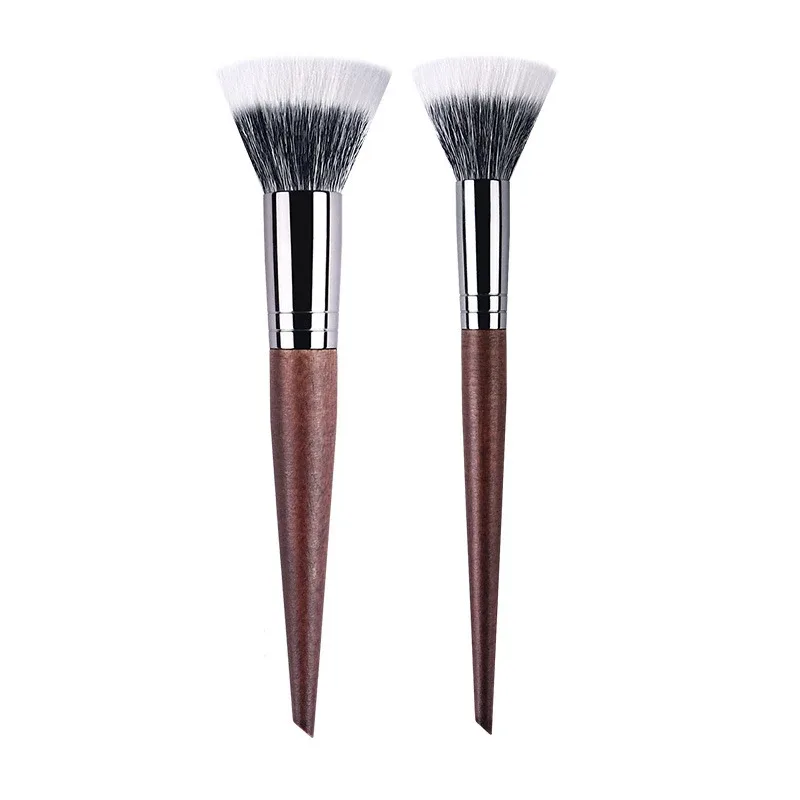 Pinceaux de maquillage professionnels réglage du contour de la poudre pinceau de maquillage multifonctionnel pointillé Blush doux poils de chèvre en bois naturel