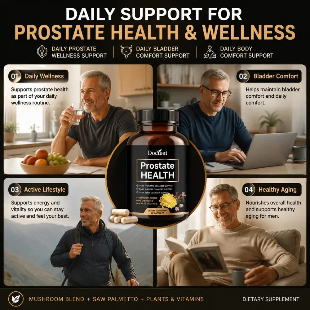 Prostate Health Capsules for Men Saw Palmetto Pumpkin Seed & Lycopene with Zinc for Urinary Flow & Bladder Comfort 60 Count — image 3