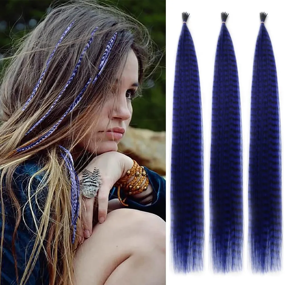 30roots Colored Synthetic Feather Stripe hair Extension 16 Tommer I Tip Party Cosplay Til Musikfestival Halloween Jul