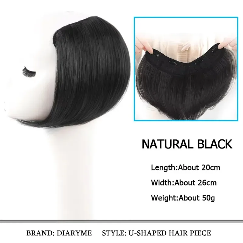 Synthetic Hair Pieces Invisible Clip In Hair Pad High Hair Pieces In Hair Extension Fluffy Synthetic Natural Wig For Women