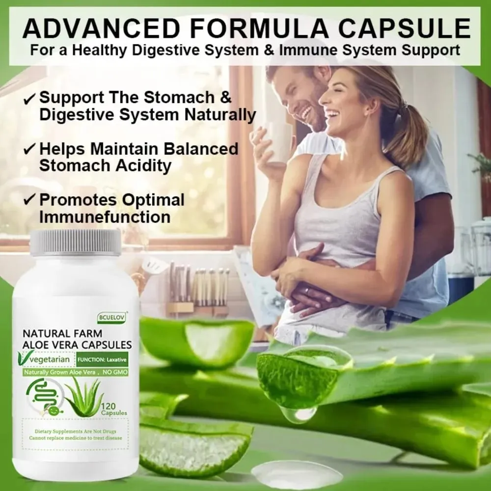Aloe Vera Extract Capsules - Helps Cleanse and Detoxify The Colon Burn Fat Maintain Stomach Acid Balance and Boost Immunity — image 2