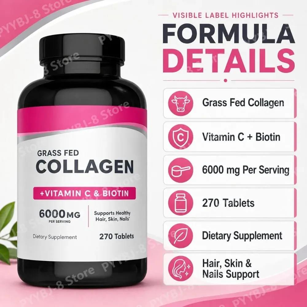 Collagen Tablets 6000mg with Vitamin C and Biotin Hair Skin Nails Beauty Support Dietary Supplement 270 Tablets — image 5