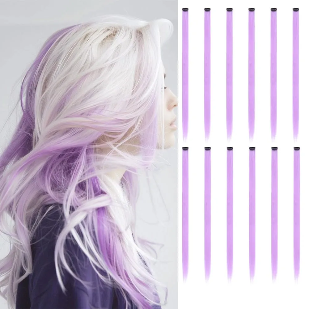12Pcs 22 Inch Party Highlights Clip In Hair Extensions Straight for Women Multiple Colors Available Suitable for All Occasions