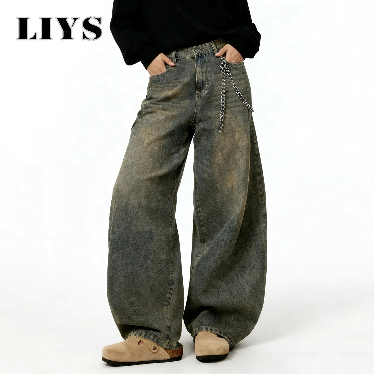American Retro Baggy Wide Leg Jeans Men's Streetwear Distressed Y2K Clothing Casual Daily Four Seasons Denim Pants Unisex — image 4