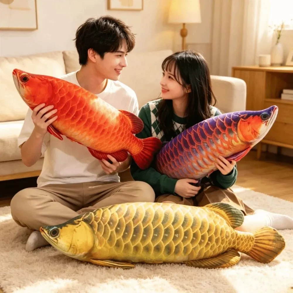 Adorable Soft Arowana Plush Toys Lifelike Cute Fish Plush Pillow Elongated Body Simulation Fish Plush Toys Cat Toys — image 2