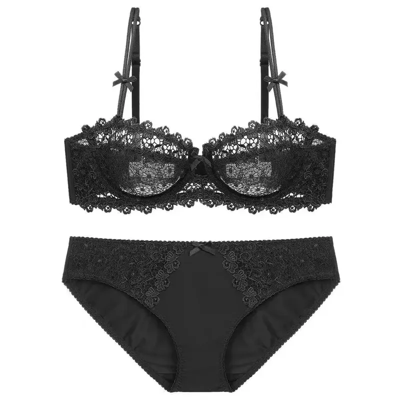 Evropská krajková sada podprsenek Ultratenká poloprůhledná poloprůhledná podprsenka Pure Desire pro malý hrudník Pohodlné spodní prádlo proti povisnutí — image 10