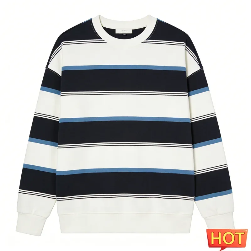 Simple Fashion Striped Pattern Sweatshirts For Men Casual Autumn 3D Printed Long Sleeve Hoodies Loose Daily Wear Basic Pullovers — image 11