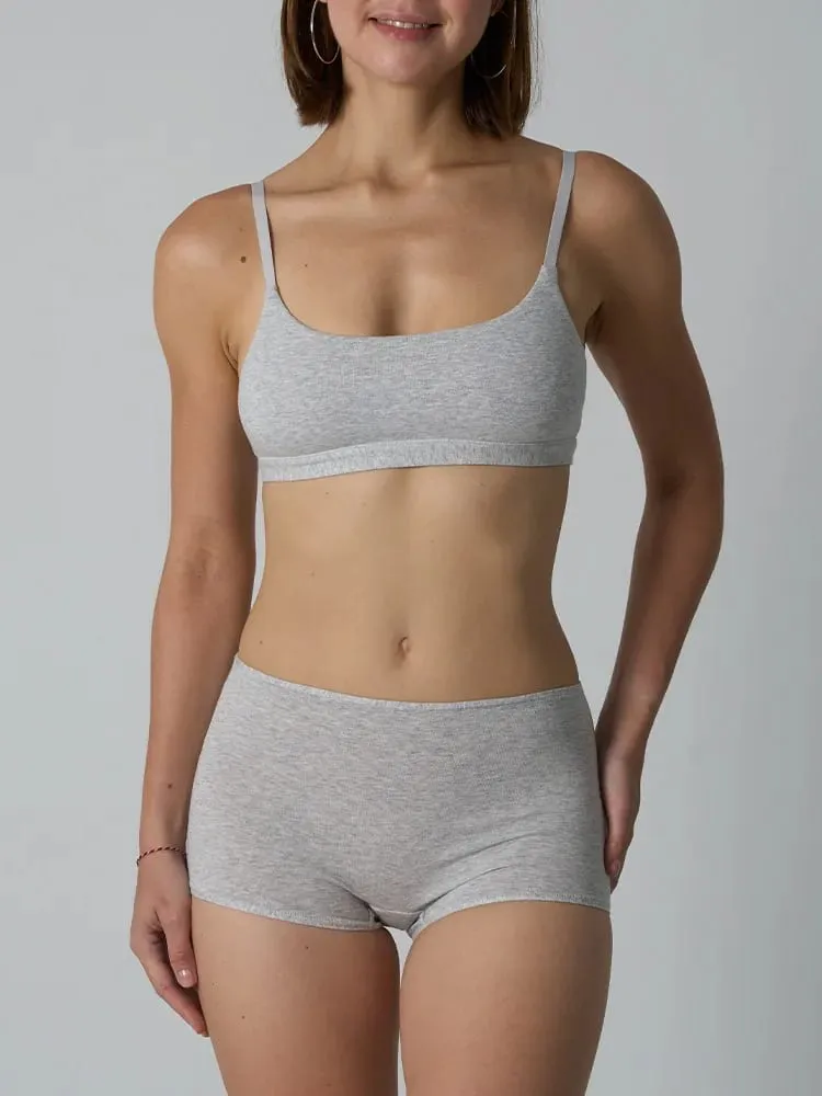 Cotton Underwire-Free Bralette and Boyshort Set – Unpadded Ribbed Knit Lingerie Two-Piece Set — image 1