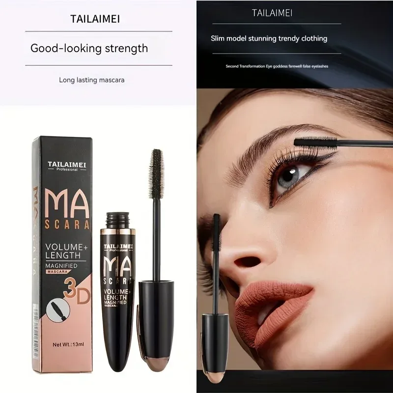 1 PC Hindi tinatablan ng tubig 3D Mascara Makapal Mahaba Mabaho-proof Mabilog na Naka-encrypt na Pangmatagalang Curling Malaking Makeup sa Mata na may 360° Spiral Brush — image 3