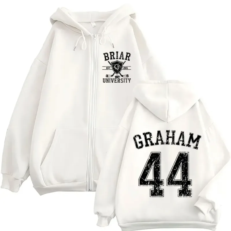 Off Campus Garrett Graham 44 Briar University Hockey Zipper Hoodies Men's Women Casual Fashion Zip Up Hooded Sweatshirts Coats — image 3