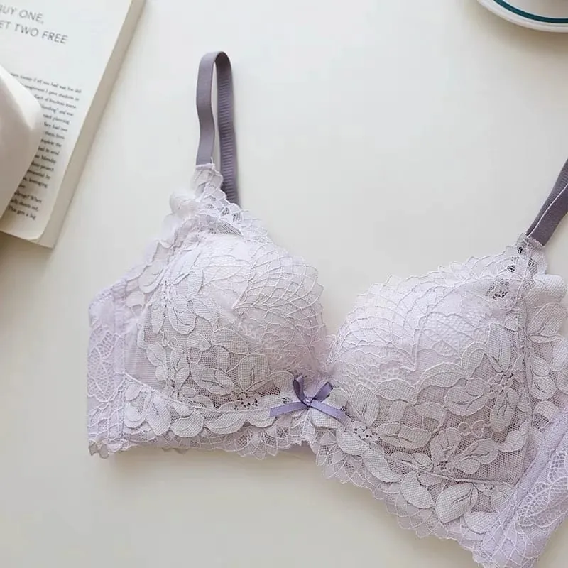Women's Japanese Style Bra & Panty Set Luxury Lace Push Up Small Bust Support Adjustable Comfort No Gap Wirefree Free Shipping — image 9