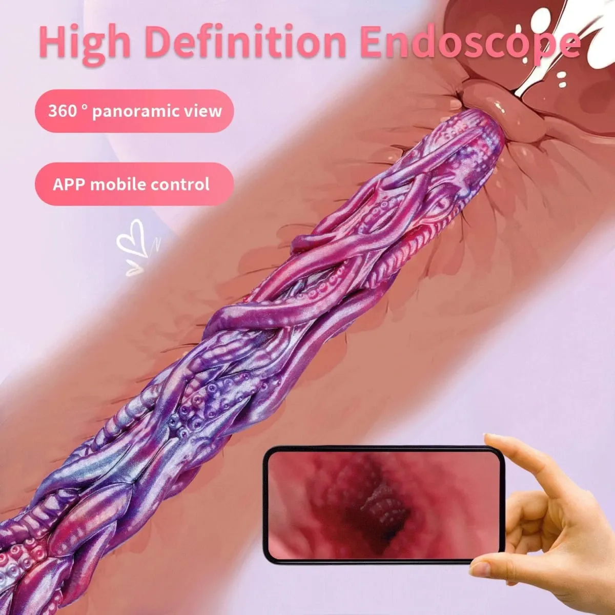 1080P HD Endoscope Camera Tentacle Dildo Octopus Anal Plug Spray Water Butt Plug Soft Silicone Adult Sex Toy for Women IP67