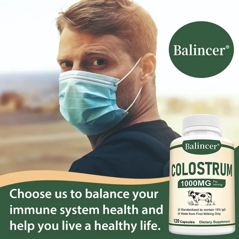 1000mg Grass-Fed Bovine Colostrum Capsules Probiotic Daily Wellness Supplement Supports Gut Comfort Skin & Vitality Balance
