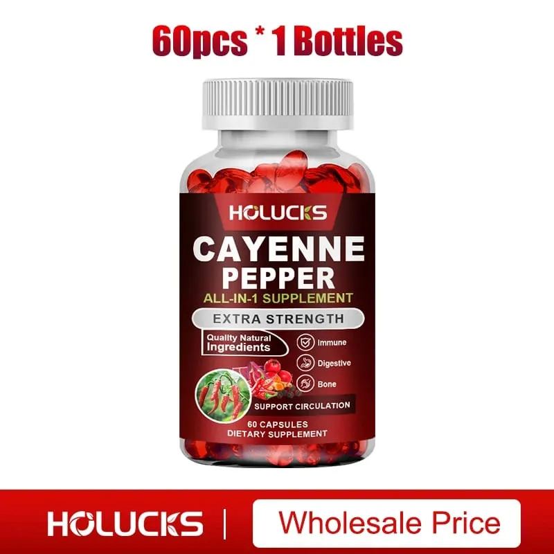 Cayenne Pepper Capsules Supports Metabolism & Digestion Dietary Supplement Vegan Non-GMO