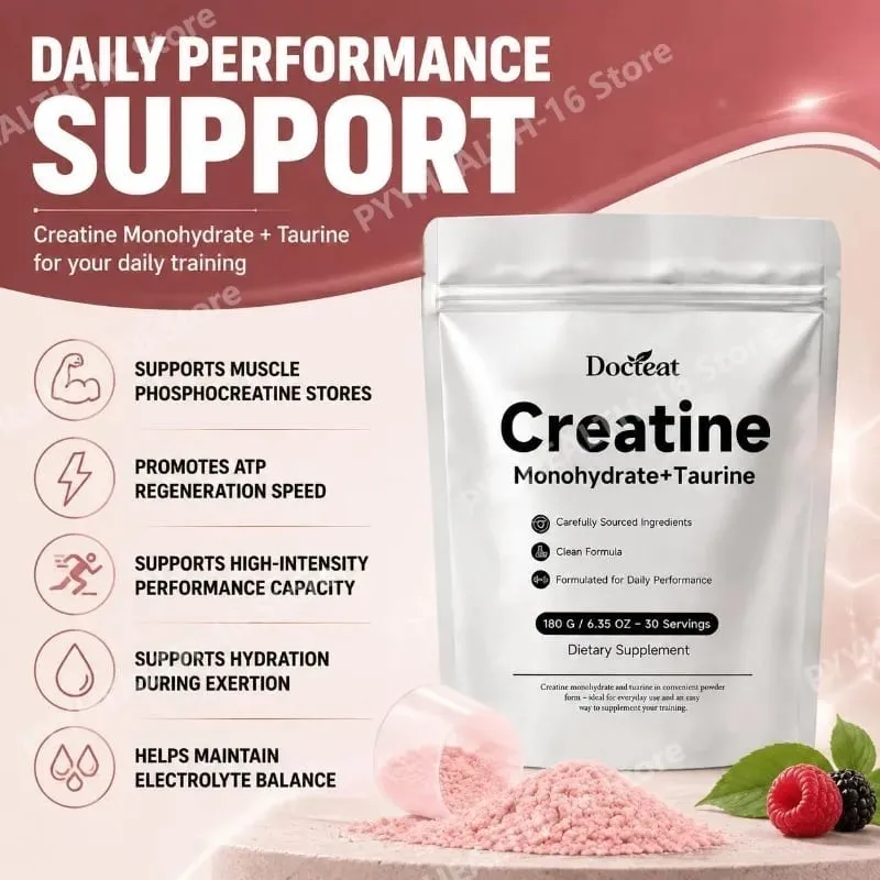 Docteat Creatine Monohydrate Powder with Taurine Muscle Performance & Energy Support for High-Intensity Capacity 30 Servings — image 5