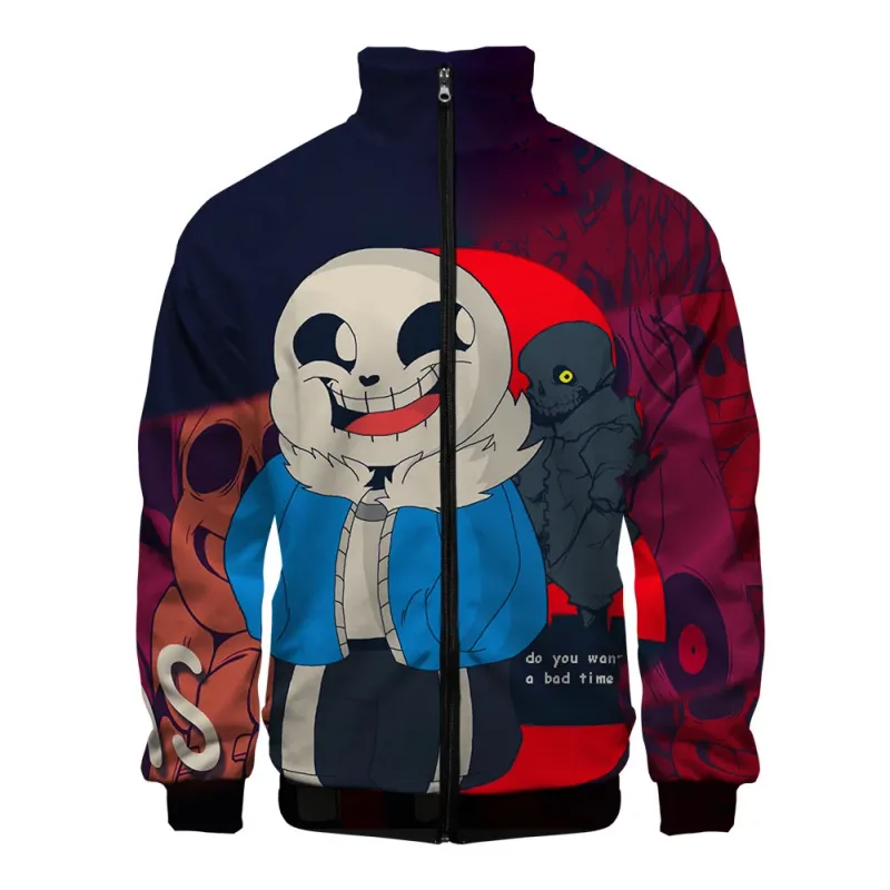 Luxury Popular Sans Undertale 3D Print Zipper Raglan Jacket Windbreaker Boys/Girls Comfortable Stand Collar Jackets Coats — image 20