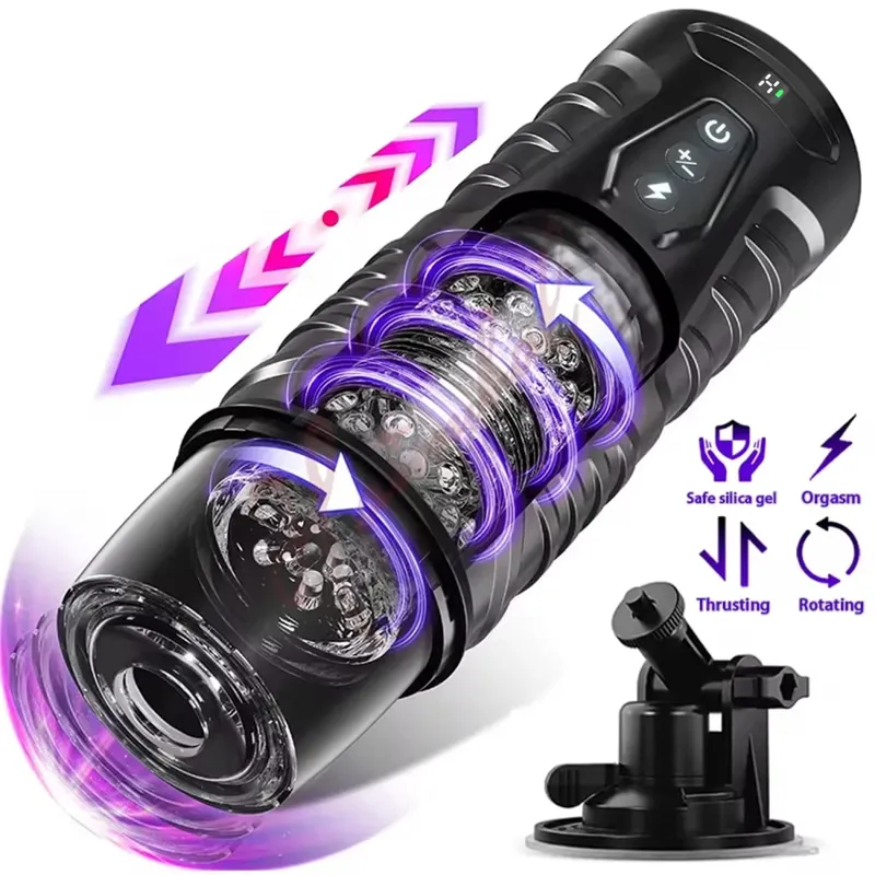 Telescopic Rotating Male Masturbator Automatic Mastubator Cup Vagina Masturbation Equipment Sex Toys for Men Adults Supplies — image 9