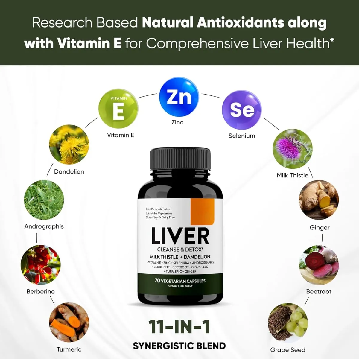 ทำความสะอาดตับ Detox & Repair Support 70 Veg แคปซูลอาหารเสริมตับทางเดินอาหารสุขภาพและ Renew สำหรับ Men & Women สูบบุหรี่ — image 3