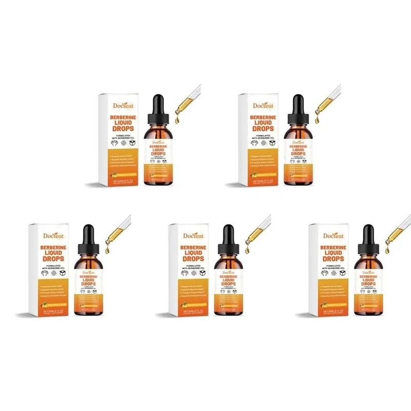 Docteat Berberine HCl Liquid Drops Supports Digestive Health with Ceylon Cinnamon and Green Coffee Bean Pineapple Flavor 60 Ml