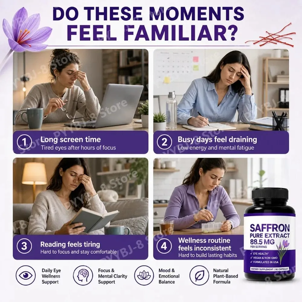 Saffron Extract Capsules 90 Count Vegan Non-GMO Gluten Free Dietary Supplement for Mood Energy and Eye Health Support — image 3