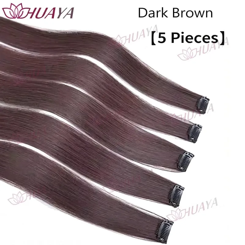 Synthetic 24-inch BB clip-in hair extensions 5 pieces per set one clip per piece seamless hairpieces.Easy and comfortable to w