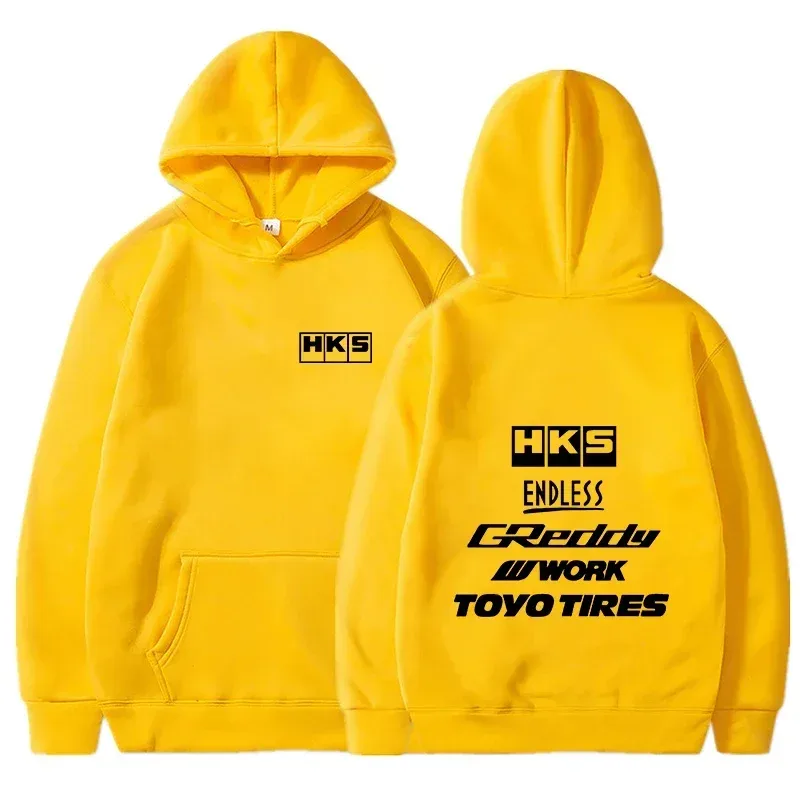 2025 남성 패션 멋진 까마귀 일본 JDM 수정 된 자동차 HKS 끝없는 Hoody 남성 여성 빈티지 캐주얼 운동복 긴 소매 풀오버