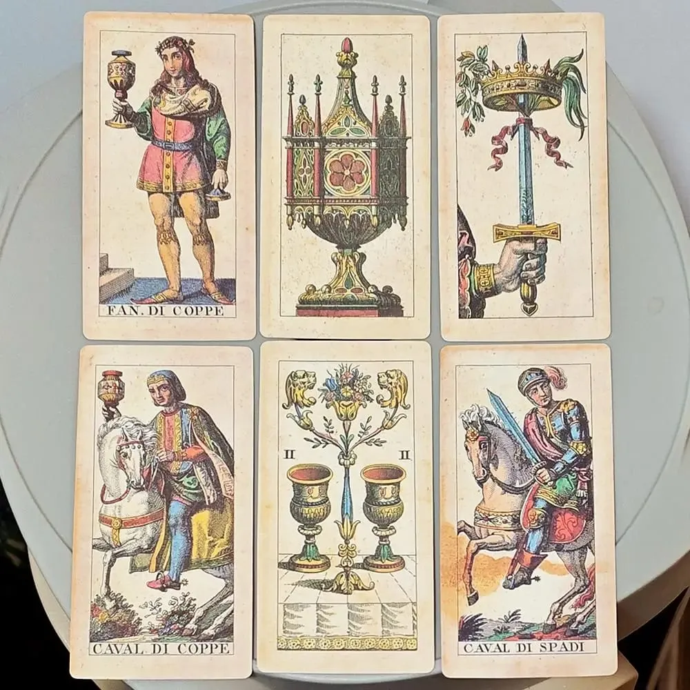 12*6cm Tarot Soprafino 1830 Vintage Italian Tarot Deck in Rigid Box Historical Reproduction 78 Pcs Double-embossed Cards — image 5