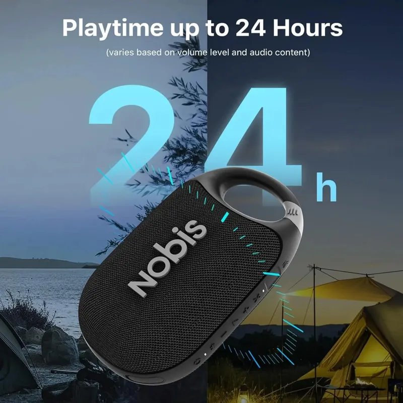 Portable Bluetooth Speaker with App Clip N1 Speaker Beat Mode Up to 24H Playtime IP68 Waterproof BT 5.3 HD Sound Stereo Pairing Custom EQ Perfect for Outdoor Home and Adventure