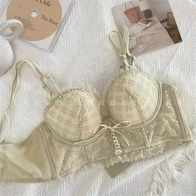 Lace Push Up Bra No Underwear Padding Slim Wireless Seamless Summer Sexy Bralette for Small Chest Lift Side Support Anti Sagging — image 13