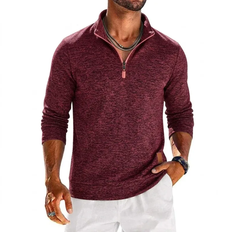 Long Sleeve Quarter Zip Men's Sweatshirt Solid Pullover Man Zip Up Hoodies for Man Casual Mens Coats Male Sweatshirt Poleron Men — image 10