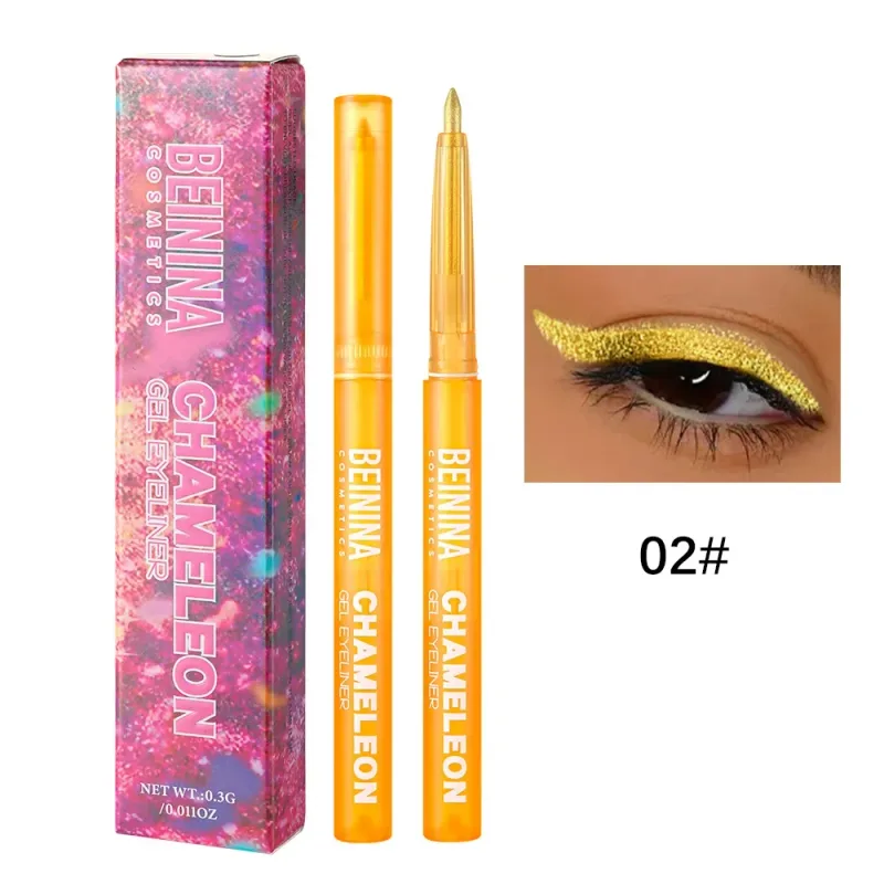 Metallic Chameleon Gold Eyeliner Gel Pen Pearlescent Polarized Glitter Green Inner Eye Liner Shiny Multicolor Soft Eyes Pigment