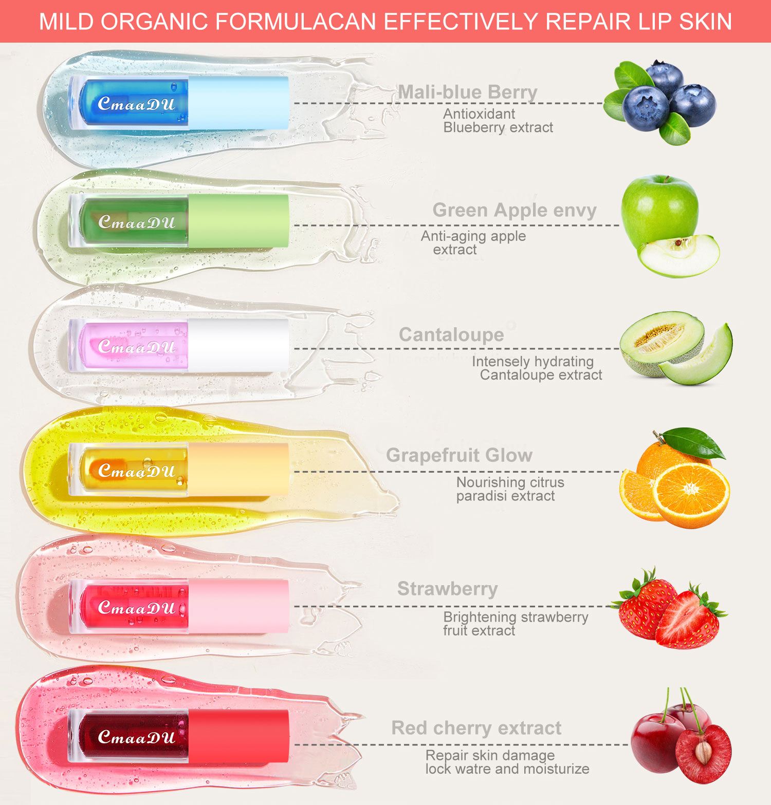 6 brilho labial que muda de cor, aroma frutado, hidratante e de longa duração, hidratação suave, tonalidade labial ativada por temperatura