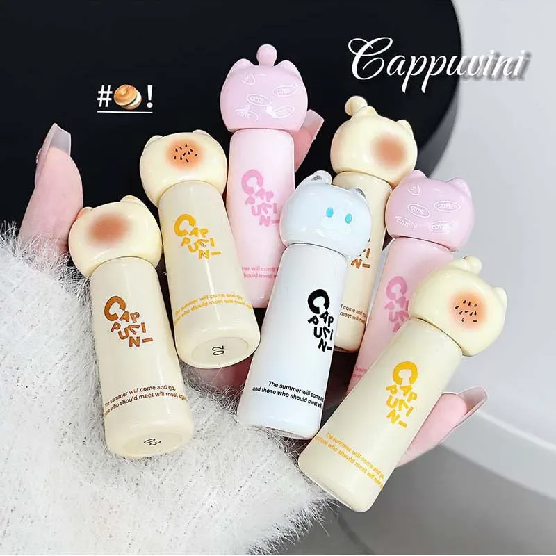 귀여운 고양이 워터 미러 립글로스 지속 모이스춰 라이징 로즈 살구 핑크 색조 립글레이즈 누드 립스틱 한국 메이크업 소녀 — image 6