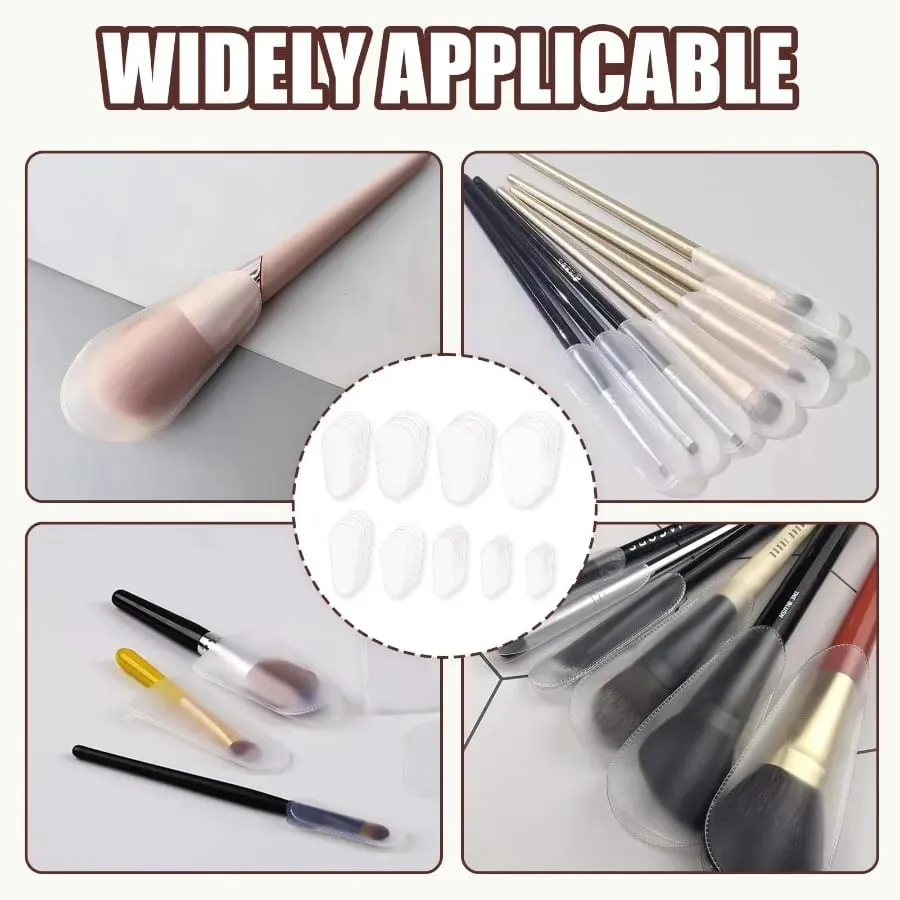 Housse anti-poussière pour pinceaux de maquillage, 9 tailles, sac de rangement transparent universel pour pinceaux de maquillage, housse de Protection étanche contre les poils, 18 pièces/ensemble