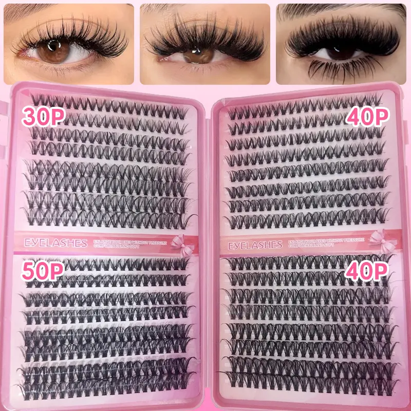 DIY Manga Spiky Cluster Lash Extensions Natural Mega Volume Individual Pre-Cut Segmented Lashes for At-Home Eye Makeup