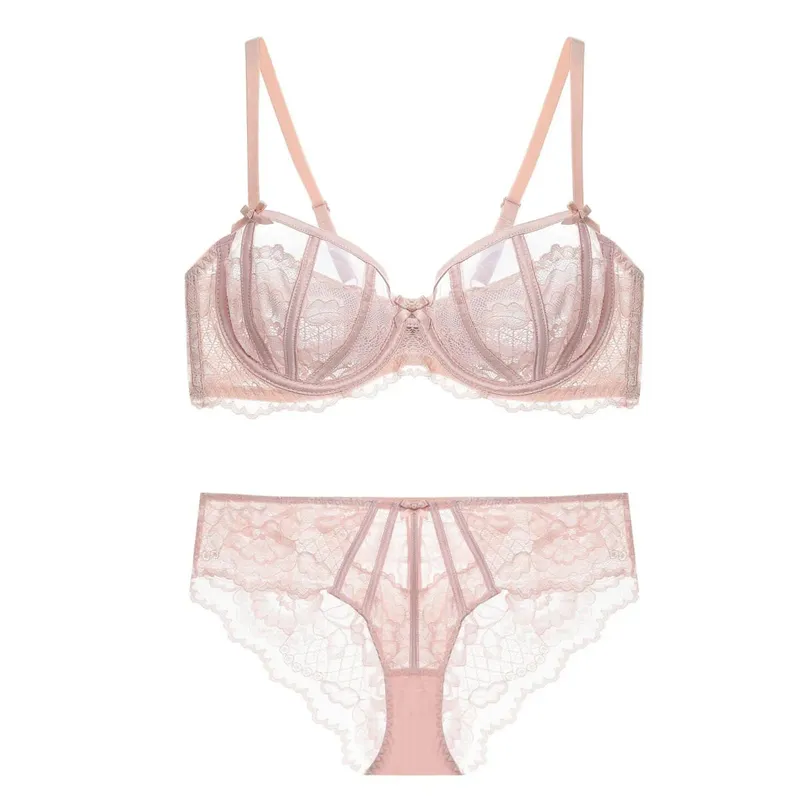 Sexy French Lace Push Up Bra Set Women Bunny Ears Lingerie Demi Cup Half Bra Lightweight Underwear Summer 32-38AB lingerie set — image 12
