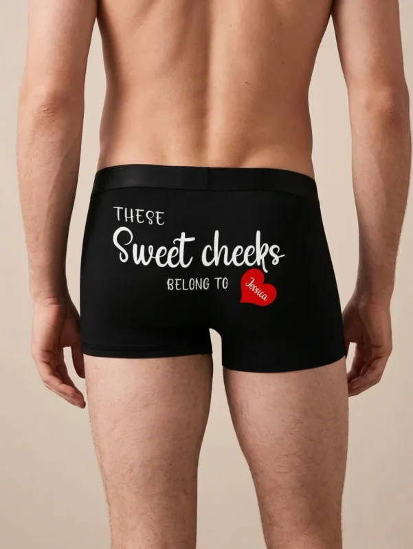 Boxers avec nom personnalisé pour hommes, slips en coton personnalisés avec nom au dos, cadeau pour lui, mari, petit ami, anniversaire, Saint-Valentin