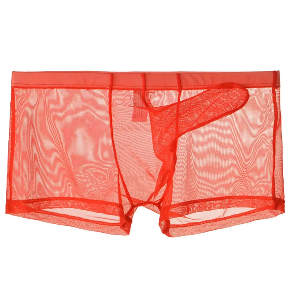 Seksi Erkek Örgü Şeffaf Hafif Iç Çamaşırı Nefes Alabilen Boxer Külot Külot Kurşun Ayırma Erkek Boxer Külot